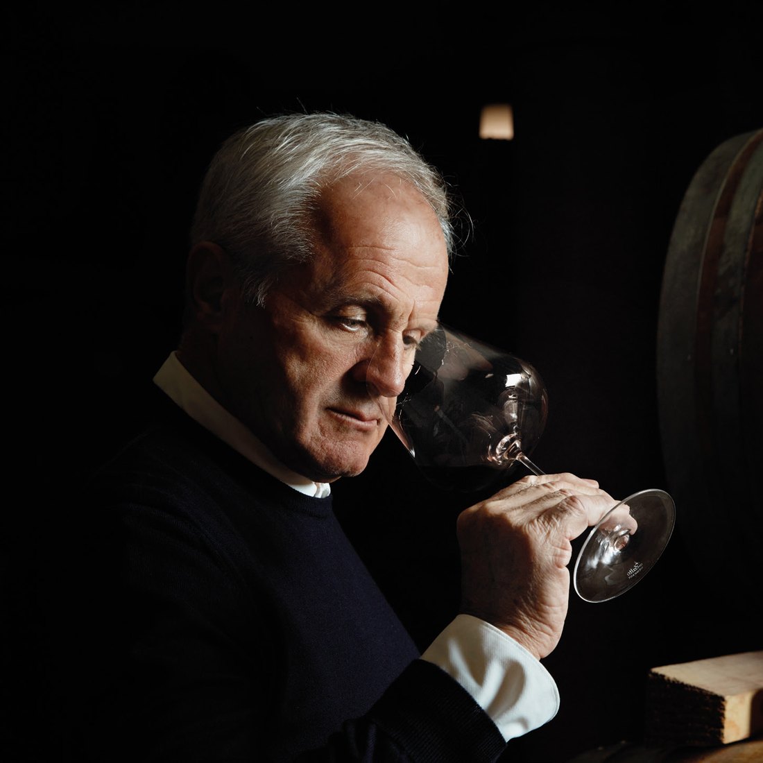 Diego Cottini tasting among the casks